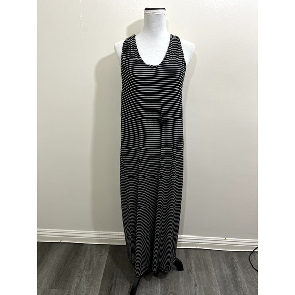 Athleta Getaway Cross Back Striped Sleeveless Maxi Dress S Petite Beach Stretch - Picture 1 of 13